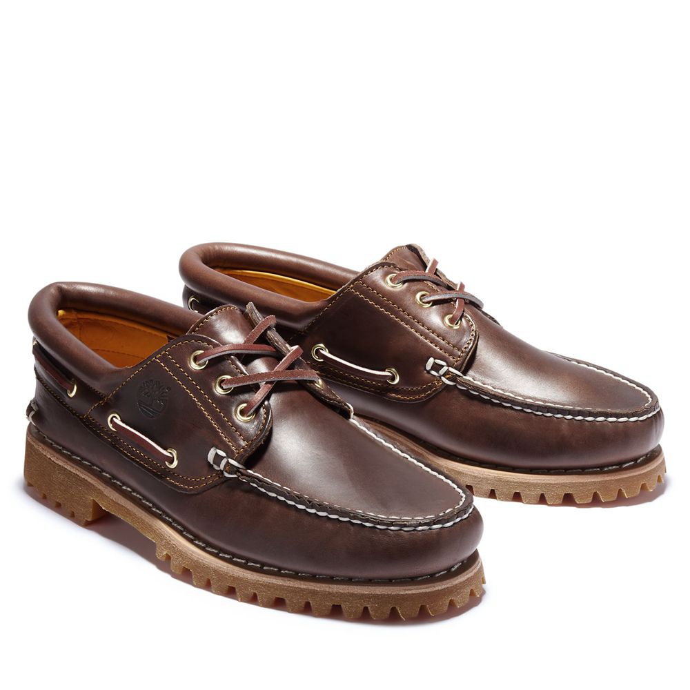 Timberland Mens Boat Shoes Icon 3-Eye Classic Handsewn Lug - Brown - India DV5489306